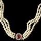 LOTUS Royale Pearls, Vintage Pearl Choker, Lotus Pearls, Ruby Bridal Choker, Wedding Necklace, Pearl Necklace, Indian Bridal Choker, Deco