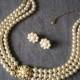 Vintage Rosita Pearl Choker And Earrings Set, Vintage Pearls, Vintage Pearl Bridal Set, 3 Strand Pearls, Pearl Necklace, Cream Pearls