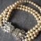 Art Deco Style Pearl Bracelet, Vintage Pearl Bracelet, Pearl Cuff, Gatsby Cuff, Pearl Wedding Bracelet, 3 Strand Pearl Bracelet, Downton