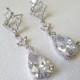 Crystal Bridal Earrings, Cubic Zirconia Teardrop Silver Earrings, Crystal Dangle Earrings, Wedding Jewelry, Statement Bridal CZ Earrings