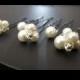 Pearl hair pins - Rhinestone hair pins - Pearl cluster hair pins - Wedding hair pins - Wedding accessory - Hair pearls - Pearl bobby pins