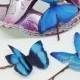 Blue Morpho Set of 3 Hair Clips. Silk Butterfly Hair Slides.