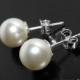 Pearl Bridal Earrings, Swarovski White or Ivory Pearl Earrings, Wedding Sterling Silver Pearl Studs, Bridesmaids Jewelry, Bridal Party Gift