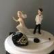 Pittsburgh Pens Penguins  Wedding Cake Topper Bridal  Funny Hockey team Themed with matching garter Hair color changed for  free