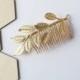 Oversized Leaf Comb - Bridal Hair Accessories, Boho Wedding, leaves, Wedding Hair Accessories, hair piece, clip, barrette, under 30, Gold