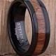 Tungsten Mens Wedding Ring or Mens Engagement Band 8mm with Koa Wood Inlay and Black Plating, Gift For Boyfriend, Promise Ring, Wedding Band