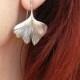 Silver Ginkgo Earrings, Ginkgo biloba, Silver Ginkgo, Leaf Earrings, Botanical Jewel, Bohemian Jewel, wedding gift, Bridesmaid gift, for her