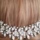 Bridal Hair Piece, Wedding Pearl Crystal Headpiece, White Pearl Rhinestone Hairpiece, Pearl Crystal Floral Hair Piece, Pearl Crystal Vine