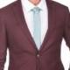 Porto Filo Men's slim fit 2 pcs set suit,Burgundy color, wedding, party,jacket, pant,2 button,Single Breasted Vintage Suits