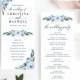 Wedding Programs Template, Wedding Program, Colors and Text Fully Editable, Dusty Blue Floral and Navy, Edit with Templett, 118