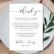 Thank You Reception Card, Black and White Wedding Thank You Card, Simple Modern Place Setting Card