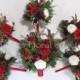 Christmas Wedding Bouquet/ Woodland Winter Wedding, Christmas flowers, Red White Roses, Holly, pine cone, Red Berries, Christmas Bouquet