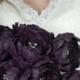 Paper Peony Wedding Bouquet - Eggplant Wedding Flowers - Aubergine Bridal Bouquet - Peony Bouquet -  Paper Peonies - Custom Colors Available