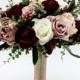 Wedding Bouquet, Bridal Bouquet, Mauve, Dusty Rose Wine Bouquet, Artificial Flower Bouquet, Boho Bouquet, Wedding Flowers, Large Bouquet