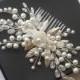Bridal Pearl Hair Comb, White Pearl Crystal Headpiece, Pearl Floral Hairpiece, Wedding Hair Jewelry Bridal Hair Accessories Pearl Hair Piece $31.90