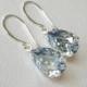 Dusty Blue Crystal Earrings, Blue Teardrop Silver Earrings, Swarovski Blue Shade Dangle Earrings, Pastel Blue Wedding Bridal Jewelry $21.00