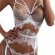 Sexy Lingerie Set Include: Bra + Garter Belt + Panties Sheer See Through Lingerie Bridal Lingerie Set Personalized Gift For Her