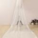 1 Tier Partial Lace Wedding Veil White/Ivory Scattered Lace Veil Lace Chapel Bridal Veil Cathedral Wedding Veil with Lace Fingertip Veil