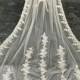Cathedral Bridal Veil Lace veil Wedding veil 1Tiers Veil Bridal gift Floral veil Long veil White veil Comb veil Custom veil