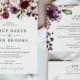 Burgundy Wedding Invitation Template, Floral Wedding Invitation Suite Download, Printable Burgundy Wedding Invitation Set Download, #004