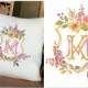 Watercolor Wedding Crest or Logo turned into embroidery, embroidered wedding logo, monogrammed wedding pillow