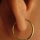 14k Solid Gold Hoop Earrings / 15MM Thin Endless Hoops / Minimalist Earring / Bridal Earring Gift for Her