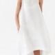 White linen dress TOSCANA. Asymmetrical, sleeveless, loose, knee-length linen summer dress. Women's clothing.