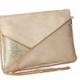 Wedding pouch, evening clutch, beige sueddin bag, sand, faux leather gold sequins - After the Beach