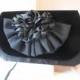 Vintage Black Evening Bag, Glamorous Velvet Satin Handbag, EB-0555