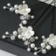 Pearl Bridal Hair Pins, White Pearl Hair Pins, Set of 3 Pearl Floral Hair Pins, Wedding Head Pieces, Bridal Hair Pieces, Pearl Hair Jewelry,