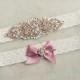 Ivory Lace Mauve Rose Gold Bridal Garter/Belt Set with Crystals & Pearls, Keepsake Toss Rustic Garter Gift for Bride