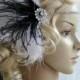 Crystal Rhinestone Headband Headpiece, 1920s flapper gatsby Headband, Wedding Headband, rhinestone feather Headband White and black