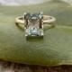 Prasiolite Ring, Green Amethyst Ring, Emerald Cut Prasiolite Ring, 2.00ct Emerald Cut, Prasiolite Solitaire Ring