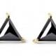 Black Diamond Triangle Stud Earrings 0.80 Carat For Unisex