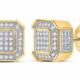 Diamond Square Cluster Stud Earrings 1.92 Carat For Men & Women