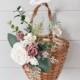 Flower girl basket, Dusty rose flower girl Basket, flower girl basket with flowers, Flower girl crown, Dusty rose Wedding decor