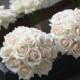 Blush Ivory Bridesmaids Bouquets Real Touch Roses Wedding Bouquets Real Touch Flowers Bouquets