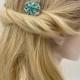 Aquamarine Bridal Hair Piece, Swarovski Wedding Hair Jewelry, Silver Blue Hair Comb, Beach Wedding, Small Headpiece, Blond Hair Accessory