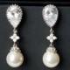 Bridal Pearl Earrings, Wedding Pearl Chandelier Earrings, Swarovski White Pearl Silver Earrings, Pearl Drop Earrings, Bridesmaids Jewelry