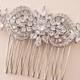 Bridal Hair Comb Silver Art Deco Crystal Floral Bridal Headpiece,  Rose Gold Wedding Hair Comb