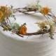 Wildflower Cake Topper Wreath with Dried Yellow Roses and Artificial Succulents, Rustic Bohemian Decorations for a Cake