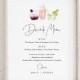 Drink Menu Sign, Editable Wedding Bar Menu Template, Printable Watercolor Cocktail Menu, Instant Download, Templett 8x10 #060-119BP-DM