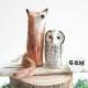 Wedding cake topper Fox and Owl, Fox and Owl Wedding cake topper, Clay Fox and Owl, Woodland Cake Topper, Rustic Cake topper, Animal topper