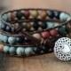 Chakra Bracelet Adjustable - Leather Wrap Bracelet - Jasper Beads Bracelet - Healing Stone Bracelet - Natural Gemstone Love Bracelet