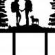 Wedding Cake Topper Couple Back Packing Hiking Mountains with Heeler FREE Personalization Laser Cut