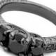 1.65ct Black Diamond Engagement Ring 14k Black Gold Three Stone Vintage Antique Style