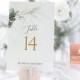 CLEO - Greenery Wedding Table Numbers, FAUX Gold Watercolor Eucalyptus Leaves, 2 Sizes 5x7" and 4x6", download, Editable Boho Template