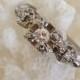 Antique Vintage Art Deco star flower 14K White Gold Diamond Engagement Ring with 2 Accent Diamonds. circa 1930's.