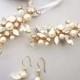 Bridal crystal and pearl earrings, Swarovski crystal opal bridal earrings, Leaf vine earrings, Bridesmaids drop earrings in gold or silver