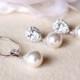 Pearl Bridal Jewelry Set, Wedding Jewelry Set For Brides, Classic Swarovski Pearl Jewelry Set, Bridesmaid Gift Set, Bridal Set S107